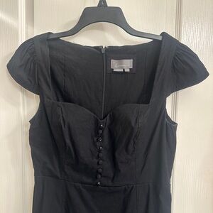 Anthropologie Black Cap Sleeve Midi Dress